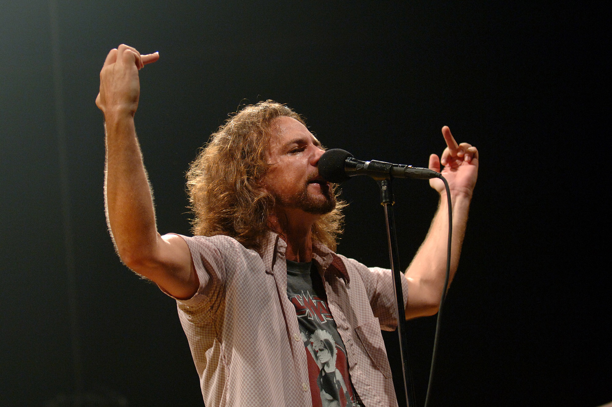 Milan Italy,17 September 2006,Live concert of Pearl Jam at the DatchForum Assago: The singer of Pearl Jam, Eddie Vedder, during the concert