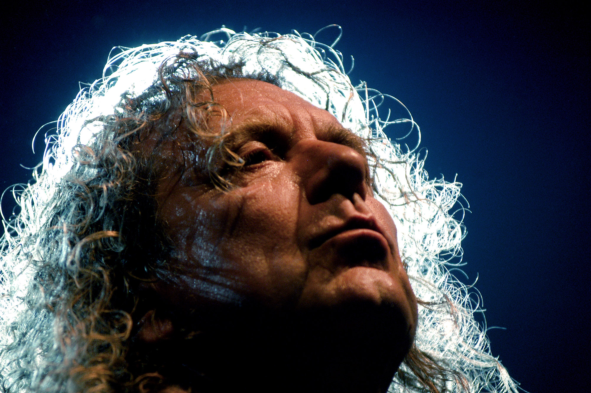 Milan Italy, 11 July 2003, live concert of Robert Plant ,Dreamland Tour 2003 at the Madzapalace: The singer Robert Plant during the concert